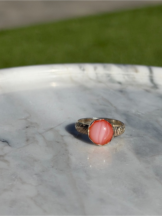 Handmade Jewelry - Sterling Silver Pink Agate Ring